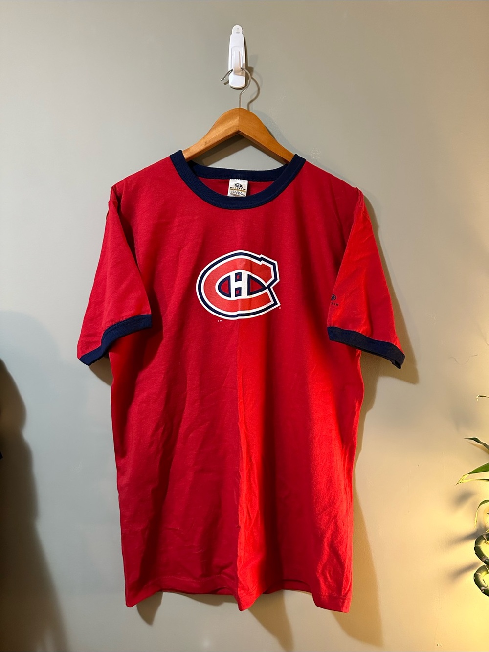 Red Ringer Short Sleeve Tee with Team Crest